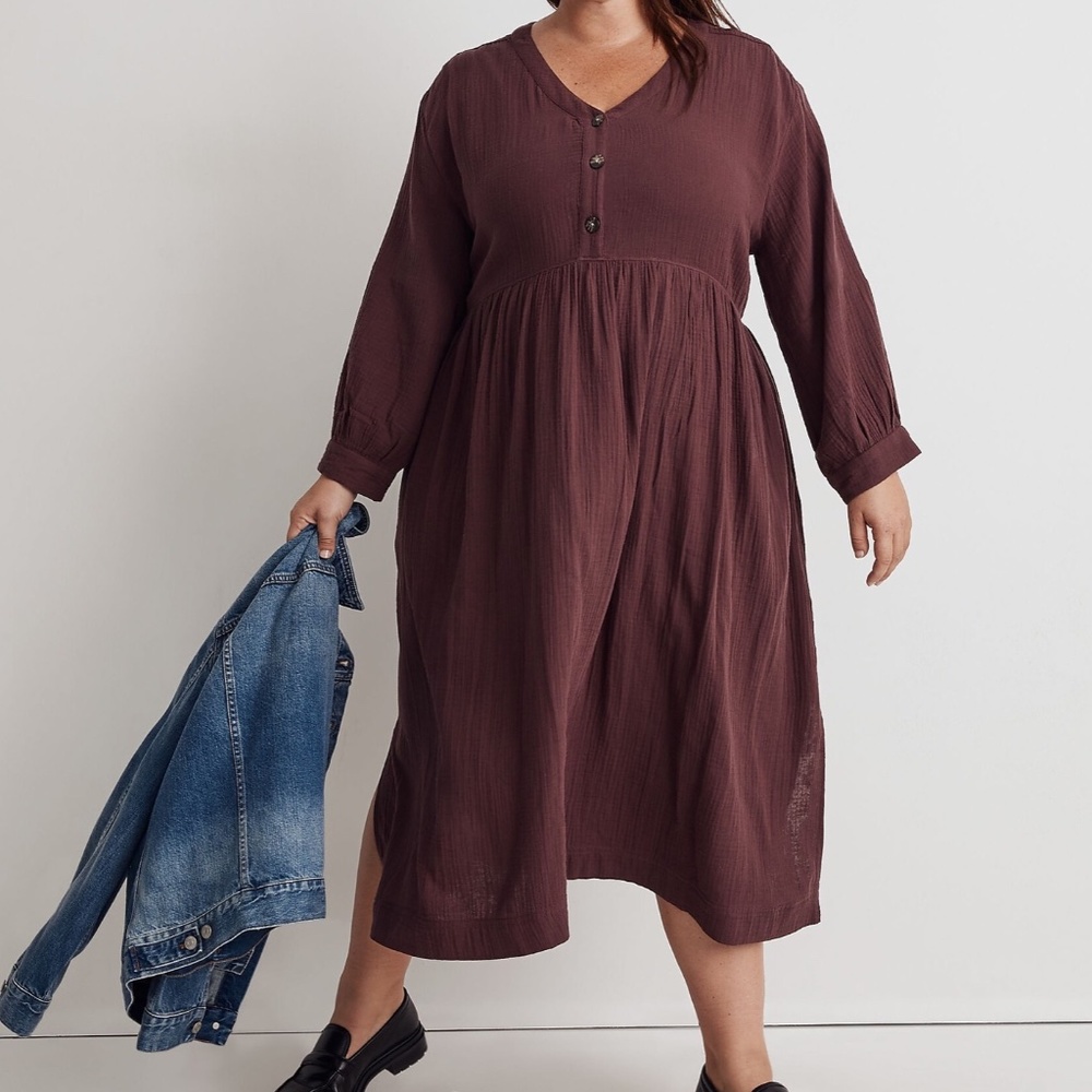 Plus Lightspun Button-Front Midi Dress